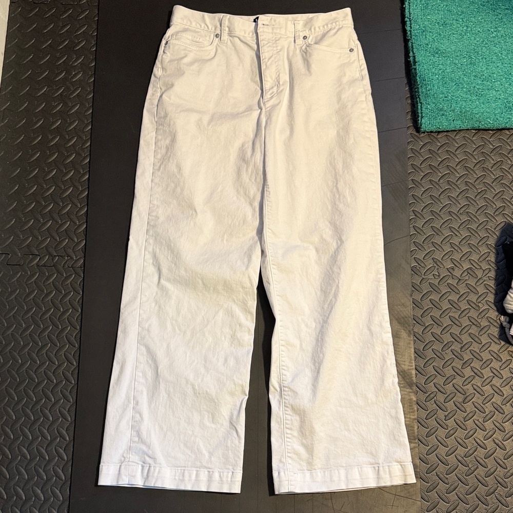 Lands' End Women's high-rise White Wide Leg chino Pants 12